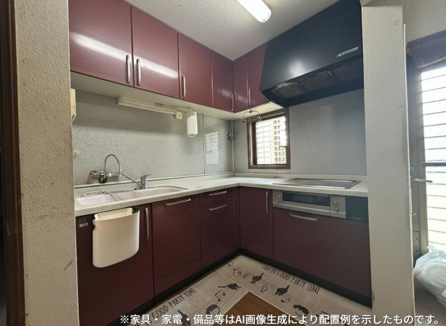 稲敷市三次　庭付き中古戸建のキッチン