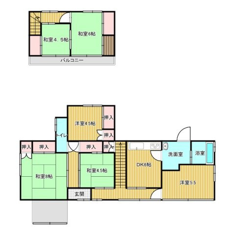鉾田市借宿　中古戸建の間取り