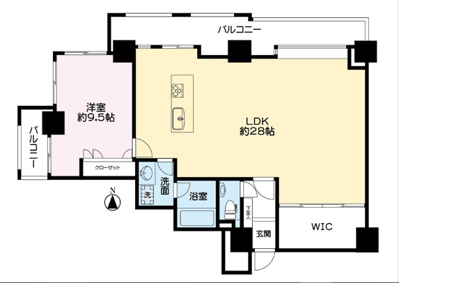 【間取り】 | ネクサス百道レジデンシャルタワー | 文教地区のももち浜エリアのタワマン7階のお部屋☆リビング28帖のオール電化♪