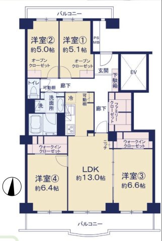 サンライトパストラル五番街Ａ棟の間取り|間取り