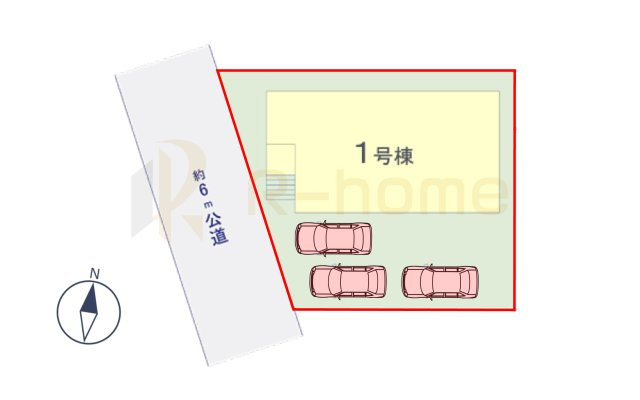 ひたちなか市はしかべ1期　新築戸建て　1号棟の区画図|大きなお買い物だからこそ、メリット・デメリットを伝えさせて頂きます。
R-homeにお任せください♪