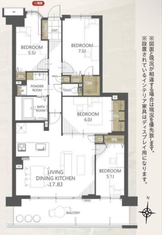 ガーデン・シンフォニー新越谷の間取り|間取り図 4LDK＋WICの機能的な間取り。全居室に収納があり、居住空間を最大限に活用できます。プライバシーを確保しやすい配置は、成長したお子様やテレワークにも対応。