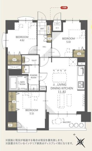 レジデンシャル春日部ウィステリアの間取り|3LDK 専有面積59.24m2 バルコニー面積4.86m2
