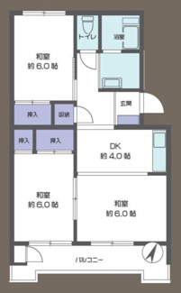 【間取り】 | 中古マンション　汲沢西団地2号棟　408号室 | 間取図