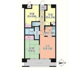 【間取り】 | ヒューマンスクエア千葉山王. | 3LDK、価格1,160万円、専有面積56.00㎡、バルコニー面積㎡7.84㎡