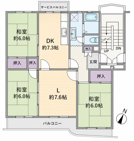 【間取り】 | 港南百合ヶ丘ハイツ3号棟　下永谷徒歩10分/バス停近く、駅アクセス良好/ペットと暮らせる