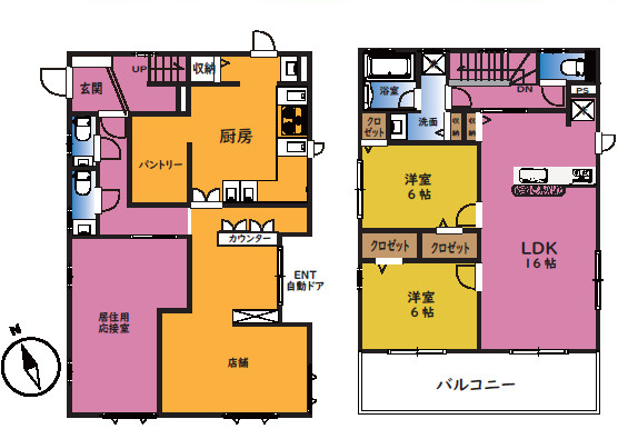 町田市小山町の住付店舗の間取り