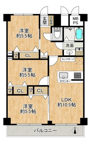 近鉄淀川リバーサイドの間取り|◆令和7年8月リフォーム完了！手直しなしでお住まいいただけます！