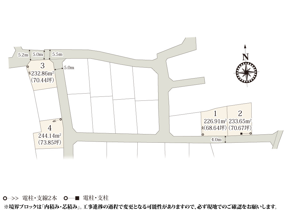 【区画図】 | 67坪以上の敷地なので、お庭スペースも取れる広さです。周辺も分譲地となっており、ご近所づきあいも安心ですね。