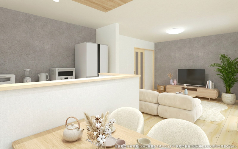 【完成予想図】 | 【LDK　イメージパース】
※画像は設計図面を基に作成したイメージです。