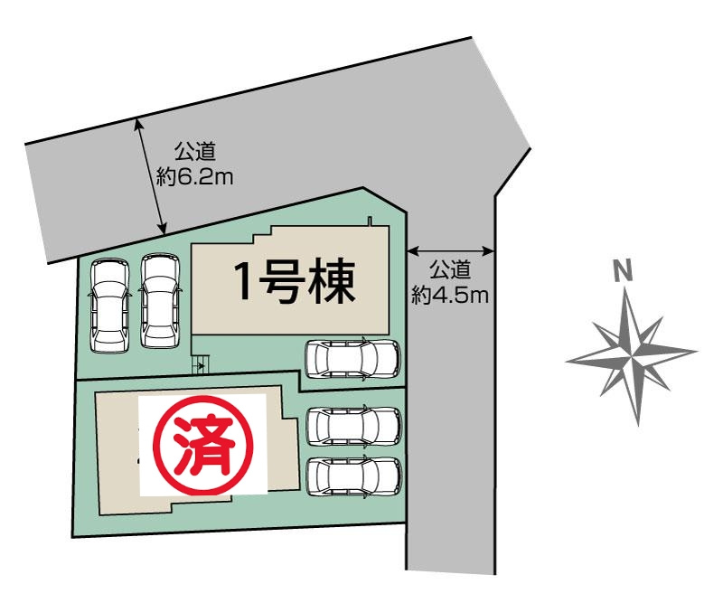 【本日ご案内可能】東海市加木屋町鎌吉良根　全2棟の区画図|全体区画数｜全2棟
◆駐車2～3台可能！(但し、車種による)
◎まずは、お気軽にお問い合わせください。現地を案内しながら周辺環境も見て頂けます。