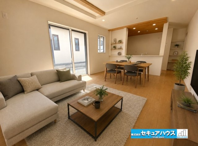 【本日ご案内可能】東海市加木屋町鎌吉良根　全2棟のキッチン|【キッチン　2号棟】
◆同時にたくさんの料理が調理できる3口コンロ。「焼く・蒸す・煮る」の工程を同時進行で進めることができるので料理を素早く作ることができます。
◆洗い物の時短に繋がる食洗機付きです。
