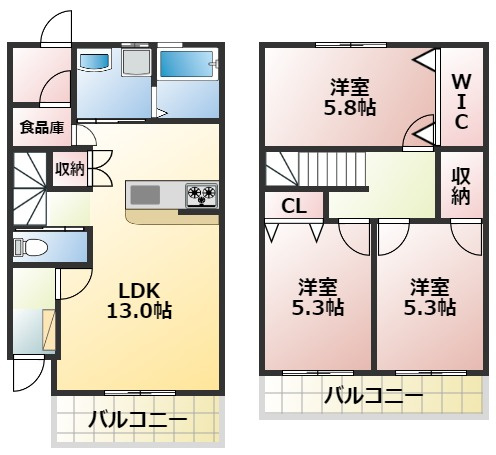 熊本市東区下江津１丁目のタウンの間取り