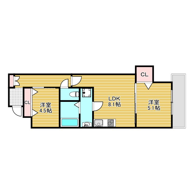 クリエオーレ蛍池Ⅱの間取り
