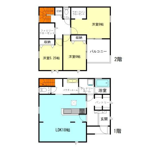 【間取り】 | リーブルガーデン.S前橋市富士見町第12時沢ー⑤ | 1階ホールには大容量パントリー完備！
ゆったりファミリークローゼット付き！
