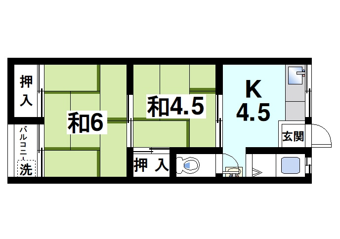 富士荘の間取り|2Ｋの間取りになります