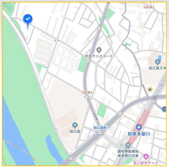 狛江市元和泉３丁目のアパートの地図