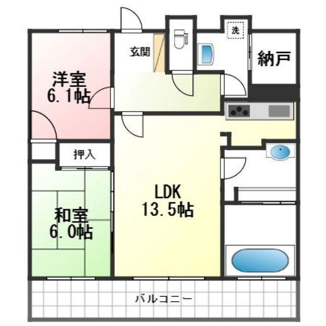 ユーハウス長良川　6B号室の間取り