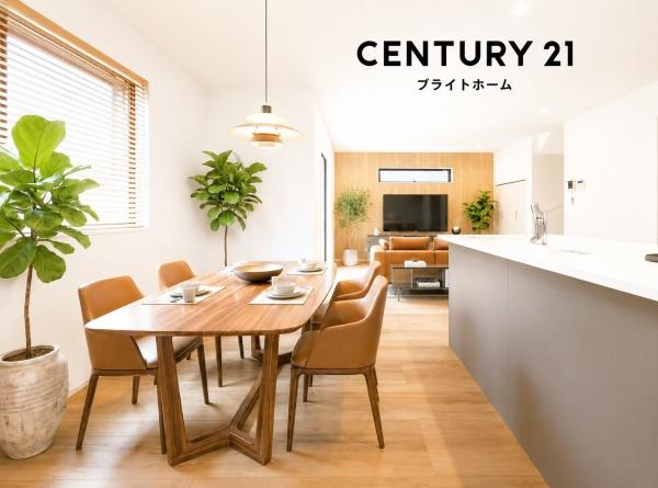 横浜市中区寺久保の新築一戸建の居間・リビング|窓からは明るい光が差し込みます！
電気をつけなくても明るいです。
※家具等はＣＧでの参考レイアウトです。