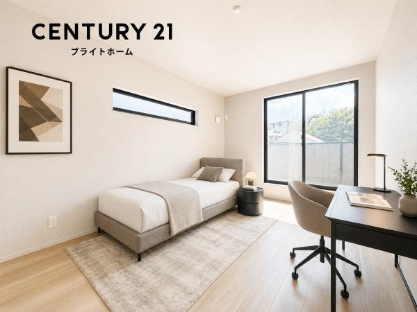 横浜市中区本牧緑ケ丘の新築一戸建の洋室|落ち着きのある洋室です！
休日はこちらでおくつろぎ下さい♪
※家具等はCGでの参考レイアウトです。
