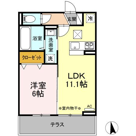 Ｄ－ＲＯＯＭ姉体Ⅲ　Ｂの間取り