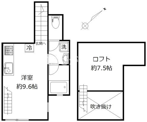 台東区谷中２丁目のアパートの間取り