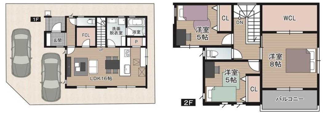 大そねⅥ　3号棟　新築戸建（全5区画）の間取り|3号棟　建物面積　96.87㎡（約29.30坪）（1F　48.85㎡　2F　48.02㎡）