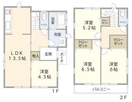 駐車２台　全居室収納有　玉津町高津橋　中古戸建の間取り