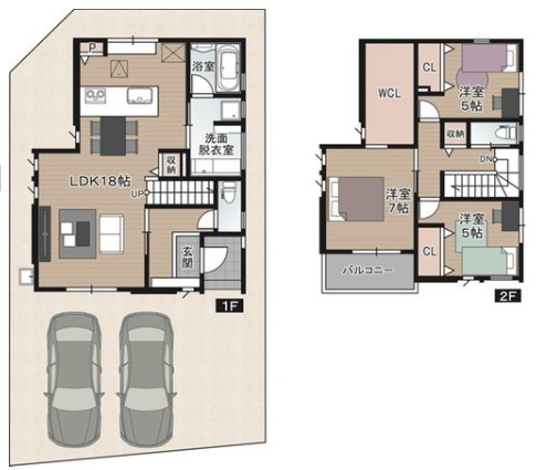 大そねⅥ　4号棟　新築戸建（全5区画）の間取り|4号棟　建物面積　106.81㎡（約32.31坪）（1F　55.06㎡　2F　51.75㎡）