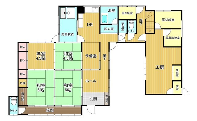 由宇町神東　中古店舗付き戸建ての間取り
