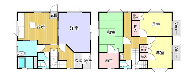 中古戸建　岩国市門前町3丁目（建物４棟）の間取り|新宅間取り