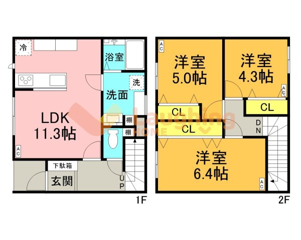 FLOW野中町の間取り|１－２号棟間取り