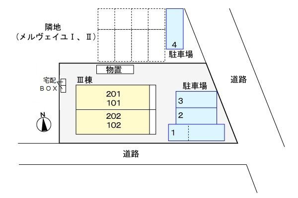 メルヴェイユ　Ⅲの駐車場