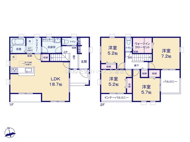 蓮田市椿山第10　新築一戸建ての間取り|18.7帖ゆとりのリビング！回遊動線で家事の時短が可能♪