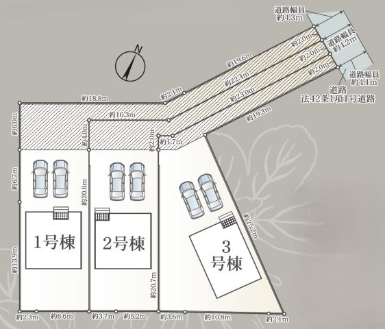 静岡市駿河区西島第9　全３棟の区画図