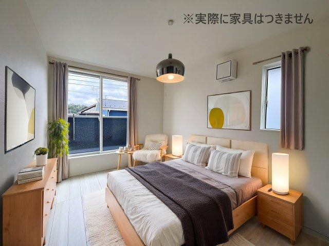 新築戸建・新築建売　玉村町斎田第2期　玉村小学校・玉村中学校の洋室|画像はバーチャルホームステージングの加工による演出で、実際の家具は付きません。