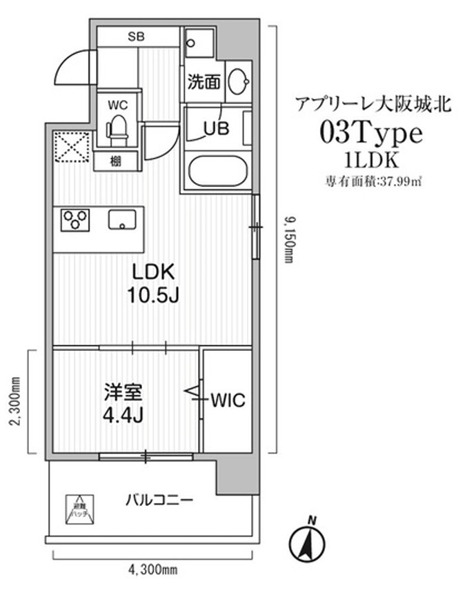 アプリーレ大阪城北の間取り