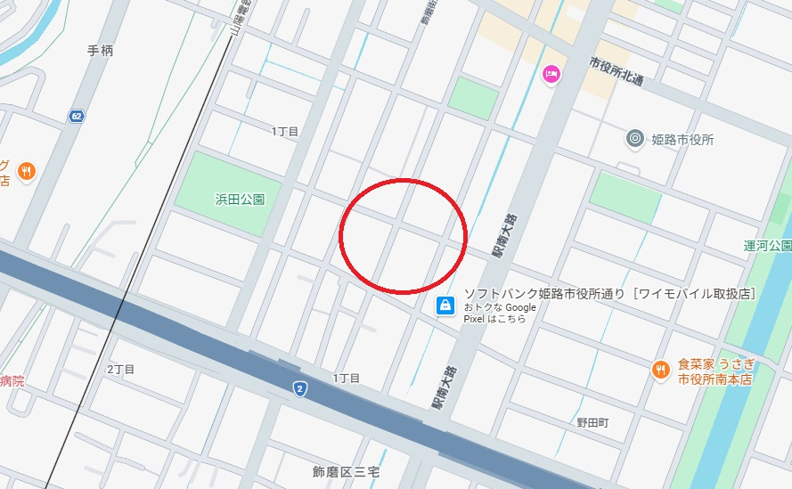 エンブレイス姫路手柄東　　　山陽電鉄「手柄駅」徒歩9分の地図