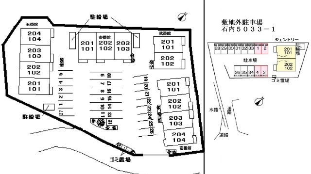 プラシード五番館の駐車場|駐車場