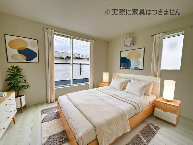 新築戸建・新築建売　玉村町斎田第2期　玉村小学校・玉村中学校の洋室|画像はバーチャルホームステージングの加工による演出で、実際の家具は付きません。