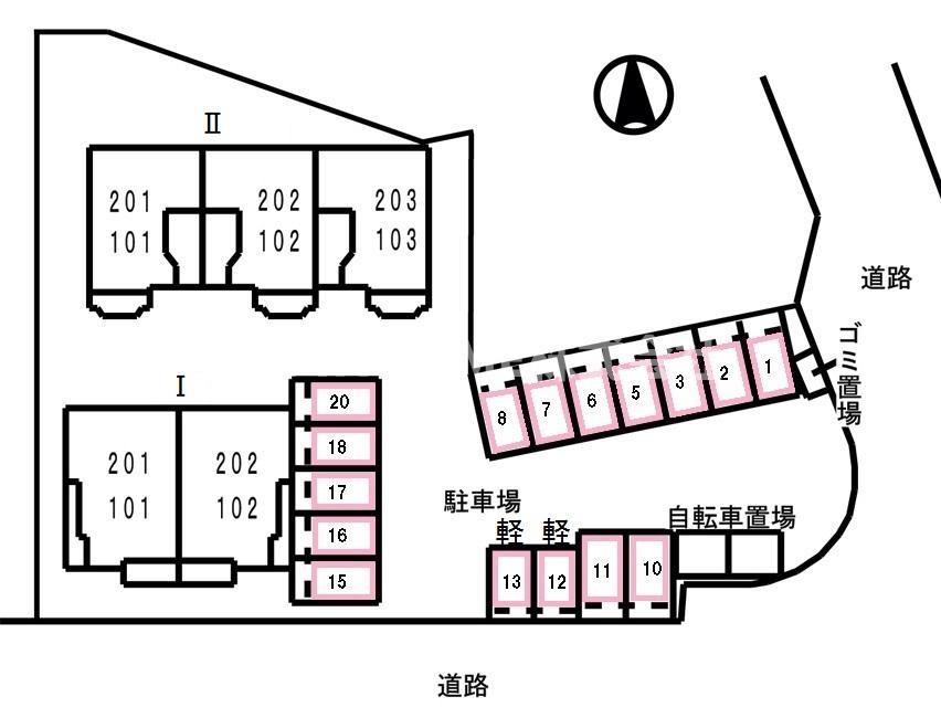 与謝郡与謝野町字岩滝のアパートの区画図