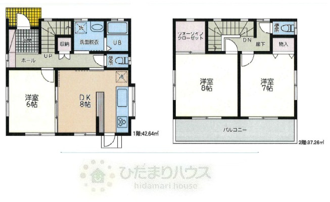 野田市柳沢　中古戸建　平成17年築の間取り|3DK+WIC収納