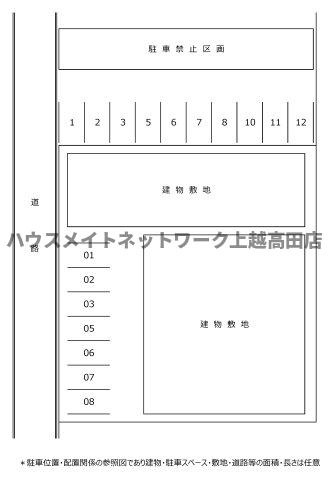 西城町１駐車場（No.５）の区画図|配置図