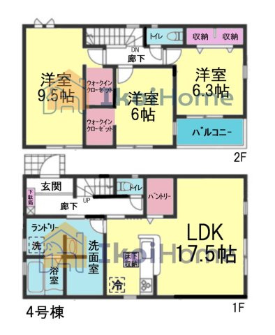 神戸市西区王塚台６丁目　全５棟　4号棟　新築戸建の間取り|【ホームページに現地動画掲載中】●3LDKの間取り！WIC・パントリー完備で収納豊富のお家♪