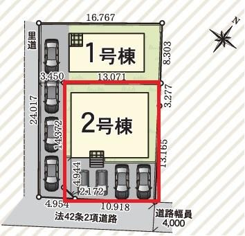 里第3-2号棟の区画図|全体区画図です。