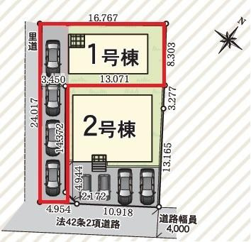 里第3-1号棟の区画図|※図面と現況が異なる場合は、現況を優先。