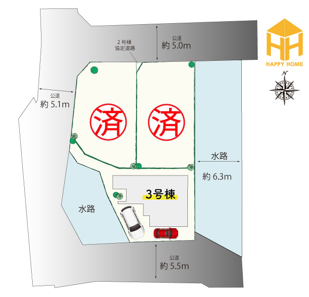 KEIAI GRACE伊丹市鈴原町4丁目新築一戸建て│3SLDK+駐車2台可の区画図|※現況と図面が異なる場合現況を優先いたします。