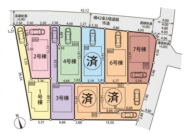 府中市清水が丘3丁目　京王線　多磨霊園駅　新築戸建の区画図