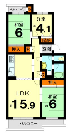 【間取り】 | 境谷西第2住宅団地 25棟 | 専有面積76.82㎡