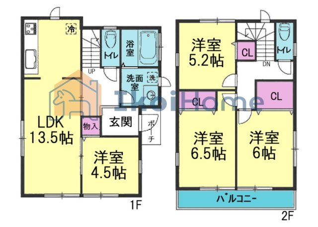 神戸市西区玉津町高津橋　中古戸建の間取り|4LDKの使いやすい間取りです！各部屋収納完備！バルコニー・キッチン広々♪